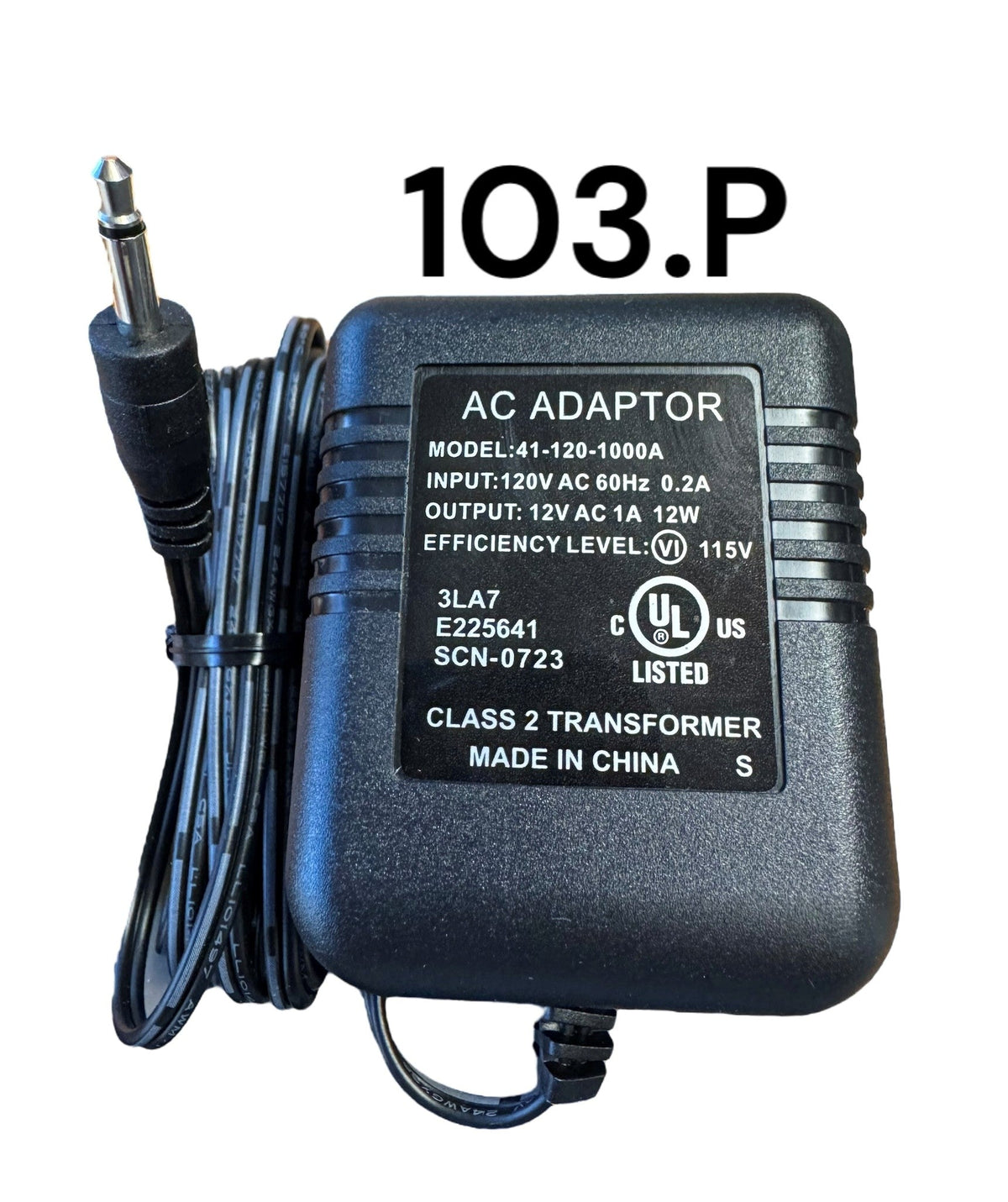 Replacement Adapter 12V AC 1000mA black male jack