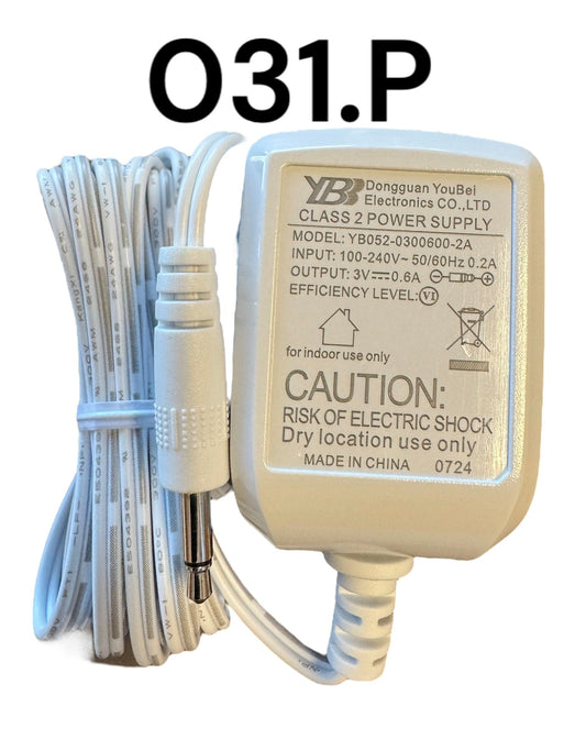 Replacement Adapter 3V DC 600mA white male jack