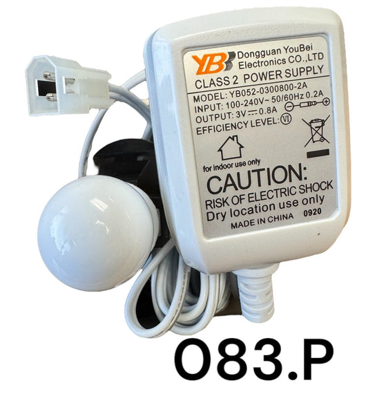 Replacement Adapter 3V DC 800mA white w/ bulb and female aux clip