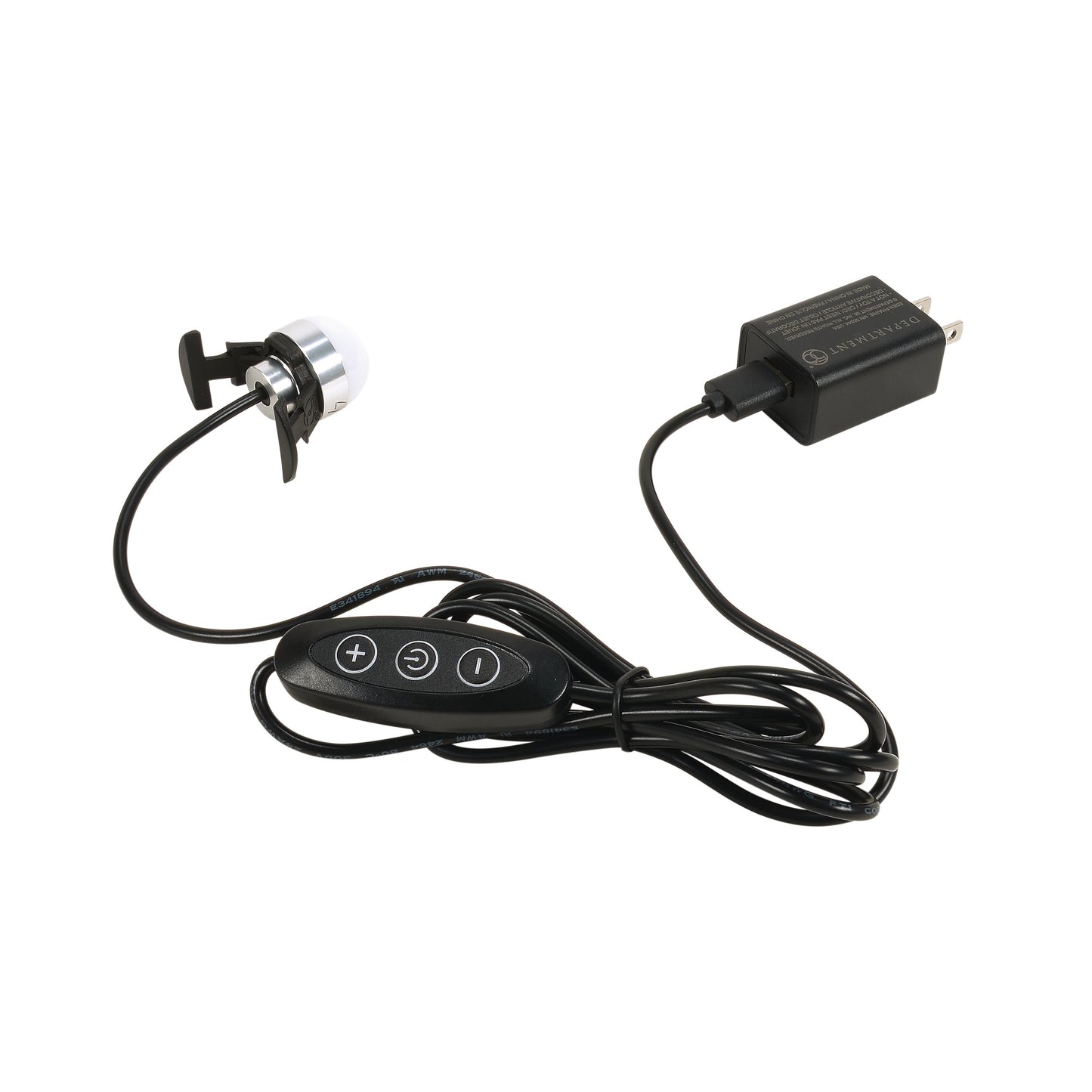 Single Black USB Cord with LED Bulb and Dimmable Switch