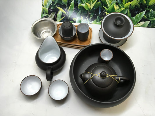 Yixing Clay Tea Set 14pcs Black and white best seller limited offer