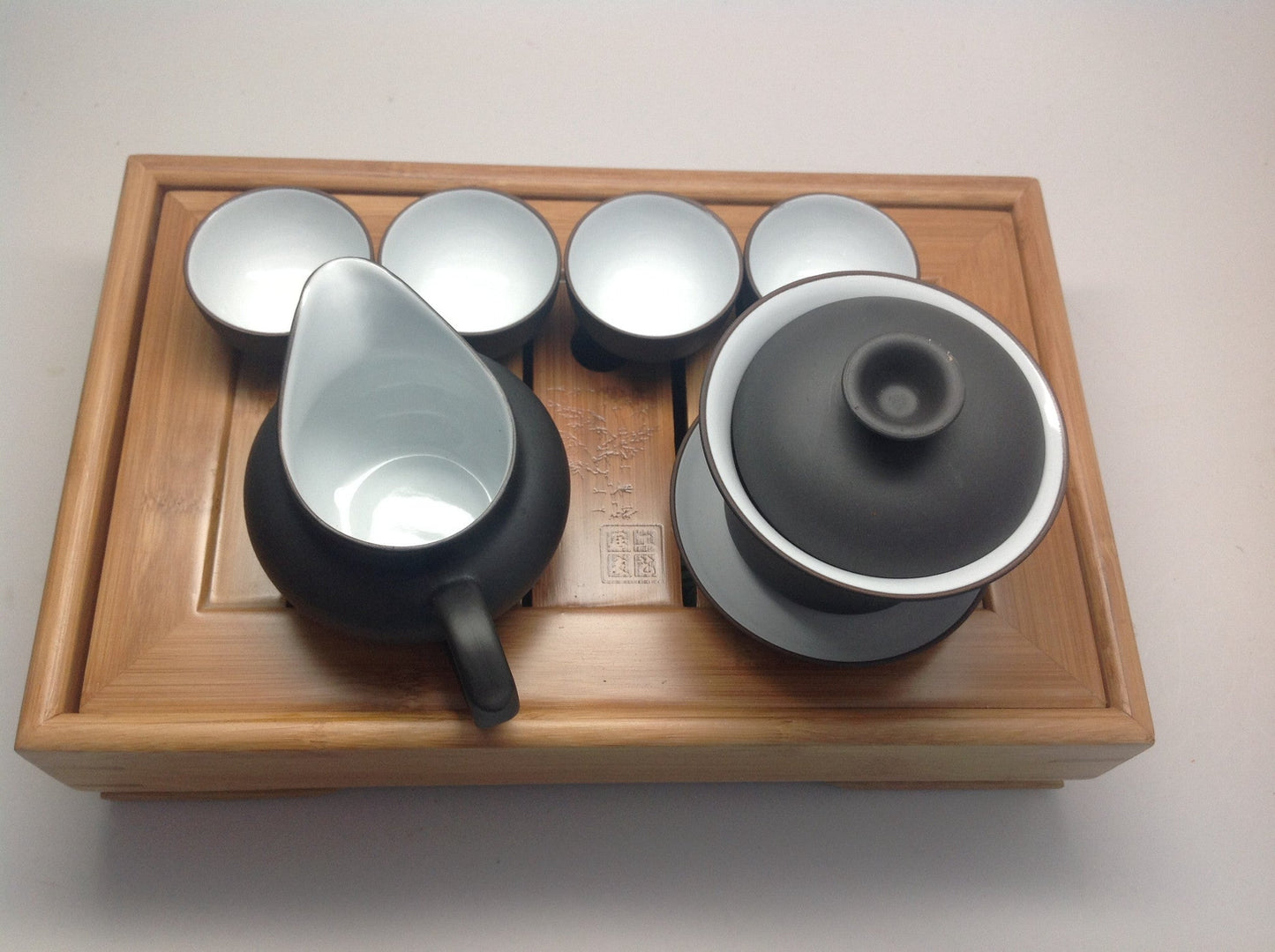 Gaiwan Tea Set With Bamboo Tea Tray #691