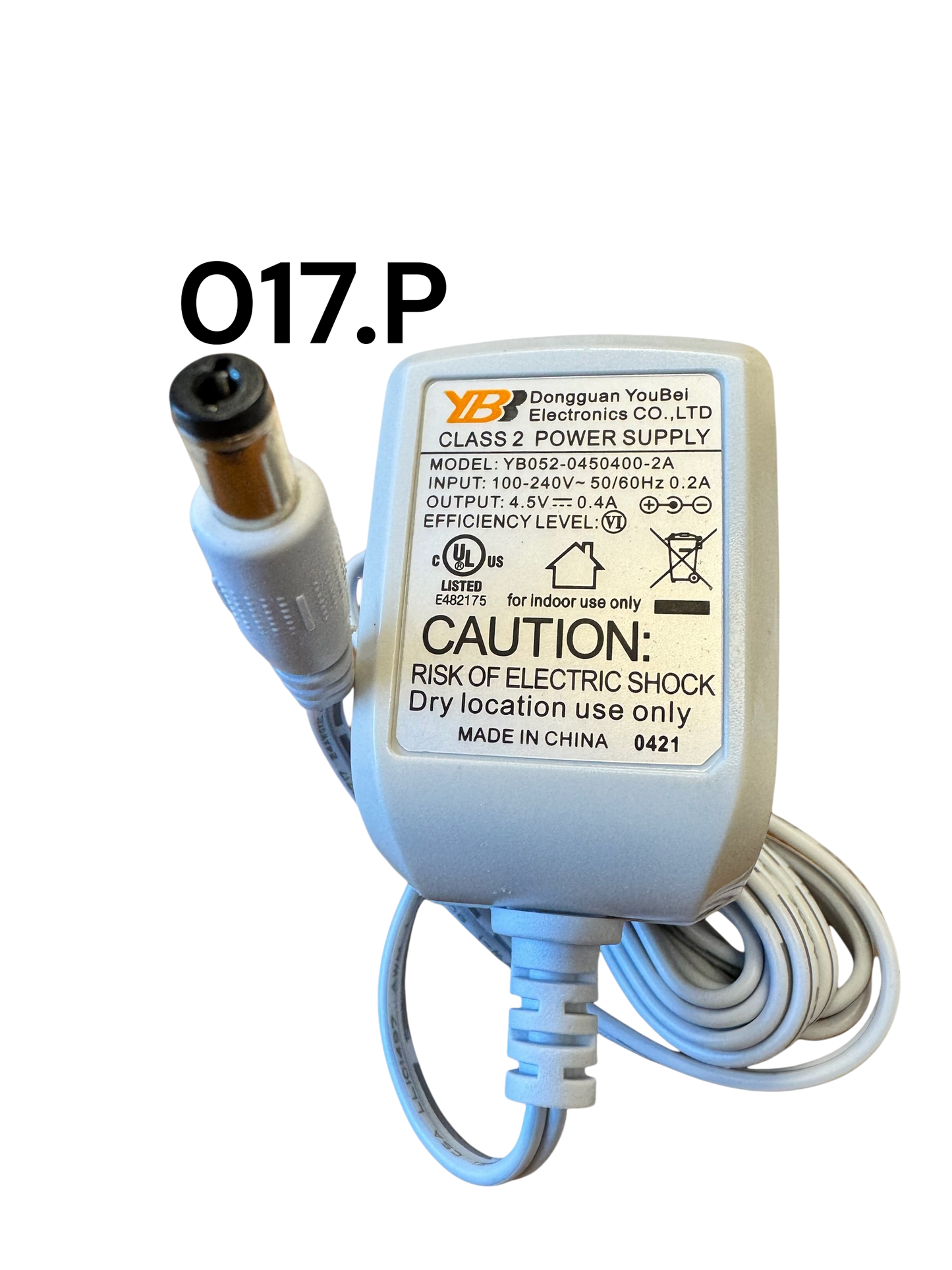 Replacement Adapter 4.5V DC 400mA white female jack